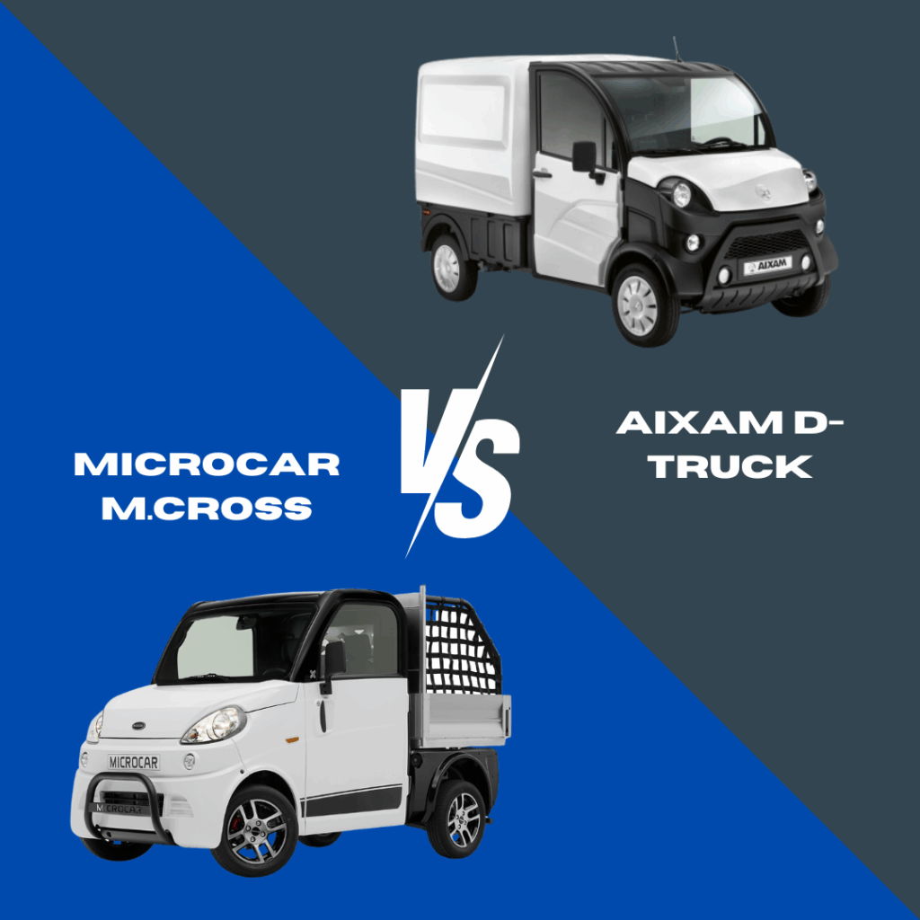 ⚔️ Microcar M.Cross vs Aixam D-Truck: ¿Qué camión sin carnet se adapta mejor a tu negocio?
